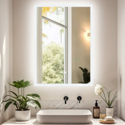 Luvodi 600X800mm Backlit Led Bathroom Mirror, Anti-Fog, 3 Colors Light, Dimmable Smart Makeup Mirror With Touch Switch - thumbnail 1