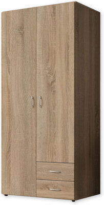 Arte Base Timeless Hinged 2 Door Wardrobe In Oak Sonoma - Classic Design With Ample Storage - W81Cm X H176Cm X D51Cm - image 1