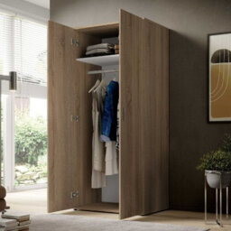 Arte Base Timeless Hinged 2 Door Wardrobe In Oak Sonoma - Classic Design With Ample Storage - W81Cm X H176Cm X D51Cm - thumbnail 4