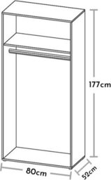 Arte Base Timeless Hinged 2 Door Wardrobe In Oak Sonoma - Classic Design With Ample Storage - W81Cm X H176Cm X D51Cm - thumbnail 3