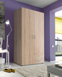 Arte Base Timeless Hinged 2 Door Wardrobe In Oak Sonoma - Classic Design With Ample Storage - W81Cm X H176Cm X D51Cm - thumbnail 6
