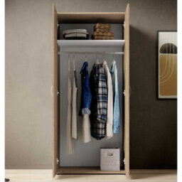 Arte Base Timeless Hinged 2 Door Wardrobe In Oak Sonoma - Classic Design With Ample Storage - W81Cm X H176Cm X D51Cm - thumbnail 5