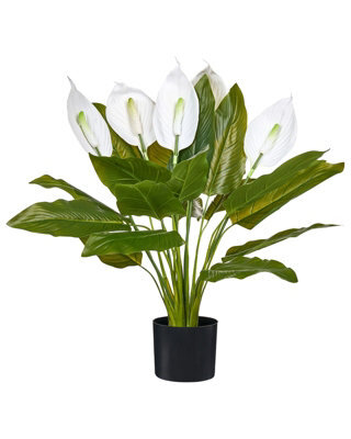 Wyld And Coco Faux Peace Lily Artificial Plant With Realistic Green Leaves And White Blooms, 70 Cm - image 1