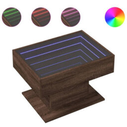 Berkfield Coffee Table With Led Brown Oak 70X50X45 Cm Engineered Wood - thumbnail 2
