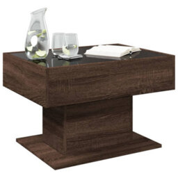 Berkfield Coffee Table With Led Brown Oak 70X50X45 Cm Engineered Wood - thumbnail 5