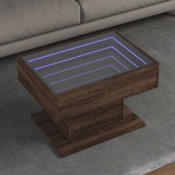 Berkfield Coffee Table With Led Brown Oak 70X50X45 Cm Engineered Wood - thumbnail 1