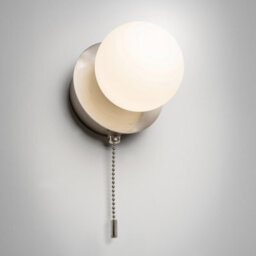 CGC Lighting Cgc Macie Satin Nickel & White Opal Globe Led Rechargeable Magnetic Usb Reading Bedside Wall Light Pull Cord Switch - thumbnail 2