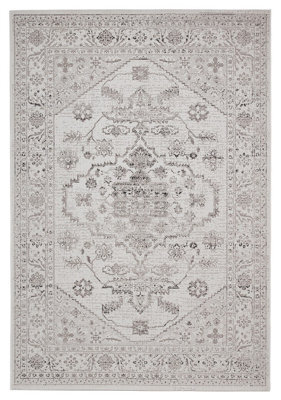 Ivory Black Outdoor Rug, Floral Stain-Resistant Rug, Outdoor Rug, Traditional Rug, Comfortable Rug-160Cm X 230Cm