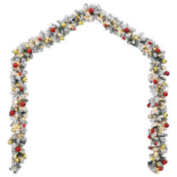 Berkfield Christmas Garland With Baubles And Led Lights Green 10 M Pvc - thumbnail 4