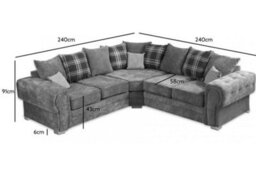 Verona 2C2 Corner Sofa Chenille Fabric Grey - thumbnail 3
