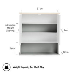 Vonhaus Bathroom Mirror Cabinet, Grey Bathroom Wall Cabinet, Wood Effect Top, 2 Door Bathroom Mirrored Cabinet, 3 Internal Shelves - thumbnail 6