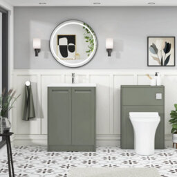 Royal Bathrooms Elmore 600mm Traditional Floor Standing 2 Door Bathroom Vanity Unit With Ceramic Basin Sink - Matt Green - thumbnail 4
