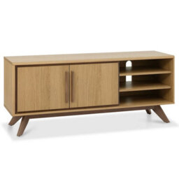 Xample Bentley Designs Kristen Light Oak Entertainment Unit For Tvs Up To 55 Inch, Weathered Oak Finish, Open Storage Shelves, Tv Stand - thumbnail 3