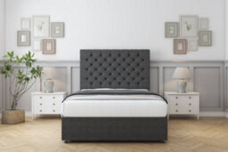 "Sloomy Mayfair Graphite Dumfries Divan Bed With Mattress 2 Drawers Same Side With 54"" Floor Standing Headboard 3' Single" - thumbnail 1
