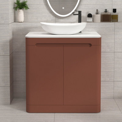 Royal Bathrooms Venice 800mm Terracotta Clay Freestanding Bathroom Countertop Vanity Unit 2 Door With Cesar Basin - image 1