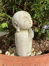 Burgess Lovely Monk Stone Statue Outdoor Garden Ornament Oriental Buddha - thumbnail 4