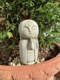 Burgess Lovely Monk Stone Statue Outdoor Garden Ornament Oriental Buddha - thumbnail 2