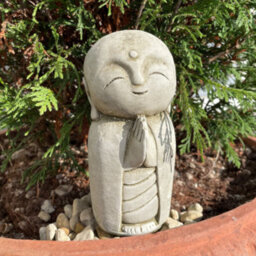 Burgess Lovely Monk Stone Statue Outdoor Garden Ornament Oriental Buddha - thumbnail 1