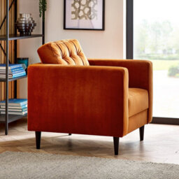 Furniturebox Uk Jenna Burnt Orange Velvet Armchair - thumbnail 2