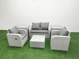 Fimous Pe Wicker Rattan Garden Furniture Set Sofa Set Reclining Adjustable Chair Square Coffee Table 4 Seater 2 Side Table - thumbnail 2