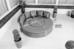 Giardino 2-In-1 Round Rattan Garden Sofa Daybed Set With Adjustable Table, Water-Resistant, Assembled - Grey - thumbnail 9