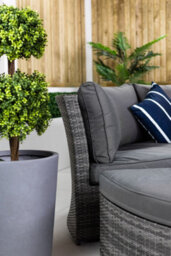 Giardino 2-In-1 Round Rattan Garden Sofa Daybed Set With Adjustable Table, Water-Resistant, Assembled - Grey - thumbnail 5