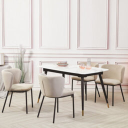 Set Of 2 Light Grey Velvet Dining Chairs Modern Upholstered Accent Chairs With Black Metal Legs - thumbnail 2
