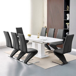 Furniture in Fashion Genisimo Large Gloss Extending Dining Table 8 Demi Z Black Chairs - thumbnail 1