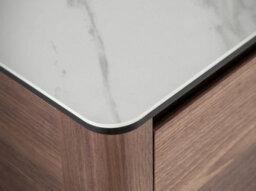 Angel Cerda Elegant Walnut Tv Stand With Glass Top Imitating Marble Finish - thumbnail 5