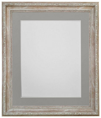 Frames By Post Shabby Chic Distressed Wood With Dark Grey Mount For Image Size 12 X 8 Inch - image 1