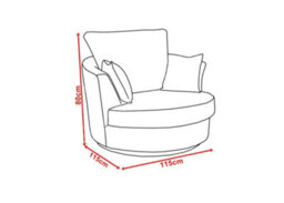 Sofas And More Large Swivel Round Cuddle Chair Fabric (Grey) - thumbnail 4