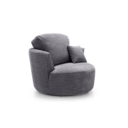 Abakus Direct Jumbo Grey Cord Swivel Chair For Living Room With Thick Luxury Deep Filled Cushioning - thumbnail 2