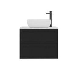 Royal Bathrooms Royal Bathroom Elmore 700mm Matt Nocturne Black Wall Mounted Countertop Bathroom Vanity Unit 2 Drawer With Elva Basin - thumbnail 7