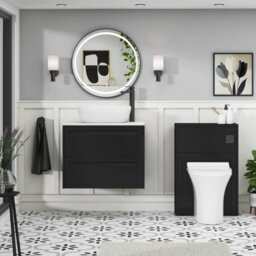 Royal Bathrooms Royal Bathroom Elmore 700mm Matt Nocturne Black Wall Mounted Countertop Bathroom Vanity Unit 2 Drawer With Elva Basin - thumbnail 5
