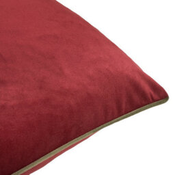 furn. Furn Meridian Plain Velvet Piped Polyester Filled Cushion, Dark Red/fir Green, 55 X 55Cm - thumbnail 4