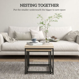 Wyld Haus Vasesa Set Of 2 Oak-Effect Square Nesting Coffee Tables - 45 X 45 X 45Cm - thumbnail 5