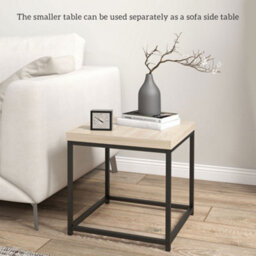 Wyld Haus Vasesa Set Of 2 Oak-Effect Square Nesting Coffee Tables - 45 X 45 X 45Cm - thumbnail 6