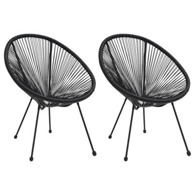 Berkfield Garden Moon Chairs 2 Pcs Rattan Black - image 1