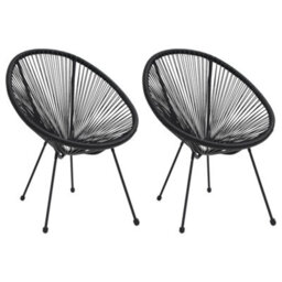 Berkfield Garden Moon Chairs 2 Pcs Rattan Black - thumbnail 1