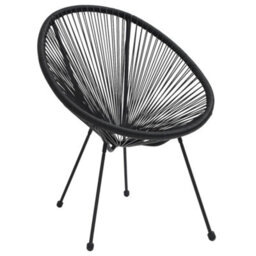 Berkfield Garden Moon Chairs 2 Pcs Rattan Black - thumbnail 2
