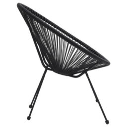Berkfield Garden Moon Chairs 2 Pcs Rattan Black - thumbnail 5