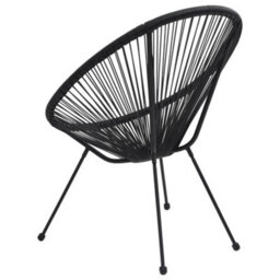 Berkfield Garden Moon Chairs 2 Pcs Rattan Black - thumbnail 4