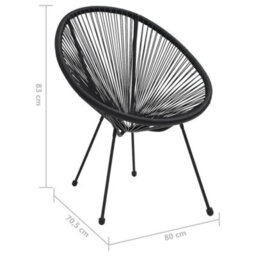 Berkfield Garden Moon Chairs 2 Pcs Rattan Black - thumbnail 7