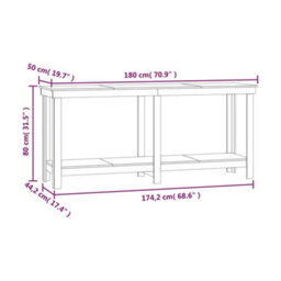 Berkfield Rustic Work Bench White 180X50X80 Cm Solid Wood Pine - thumbnail 8