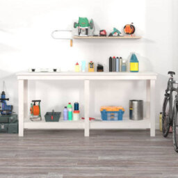 Berkfield Rustic Work Bench White 180X50X80 Cm Solid Wood Pine - thumbnail 3