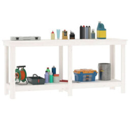 Berkfield Rustic Work Bench White 180X50X80 Cm Solid Wood Pine - thumbnail 4