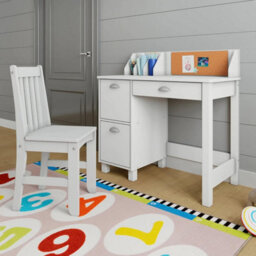 Xample White Wooden Study Desk With Chair Kids & Teen Writing Table With Drawers & Storage For Home, School, & Small Spaces Teen Work - thumbnail 2