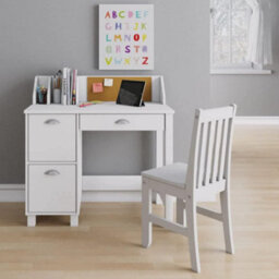 Xample White Wooden Study Desk With Chair Kids & Teen Writing Table With Drawers & Storage For Home, School, & Small Spaces Teen Work - thumbnail 6