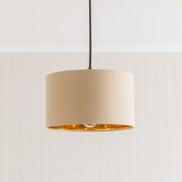 Valuelights Reni Natural & Gold Inner Drum Ceiling Lamp Shade (D)25Cm - thumbnail 1