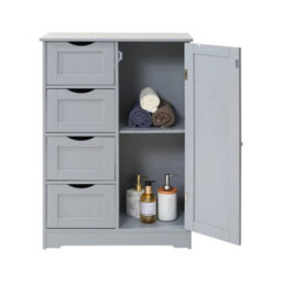 4 Drawer 1 Door Grey Bathroom Wood Cabinet Storage 4 Drawer 1 Door Free Standing Cupboard Unit - thumbnail 2